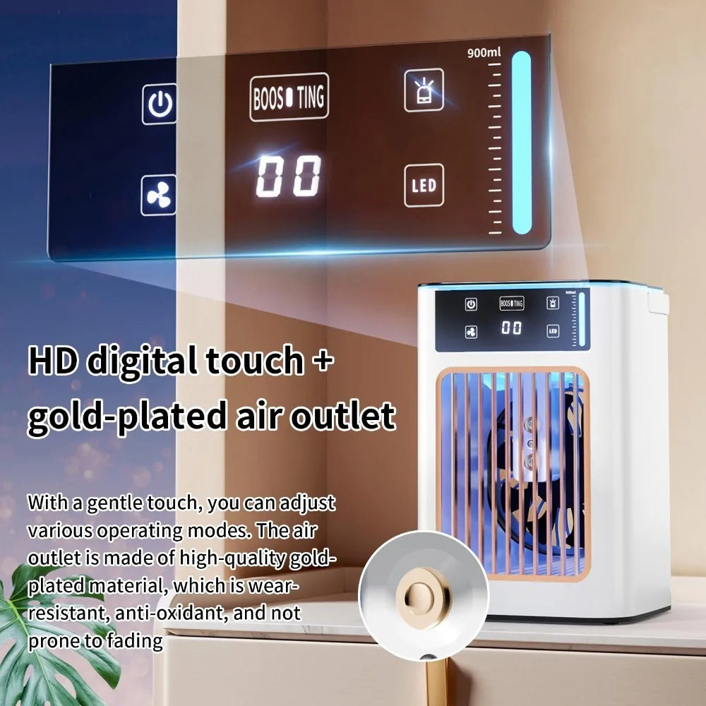 Portable Air Cooler Desktop Cooling Fan Large Water Tank Humidifier Mist Cooling USB Personal Cooler for Bedroom Office RV