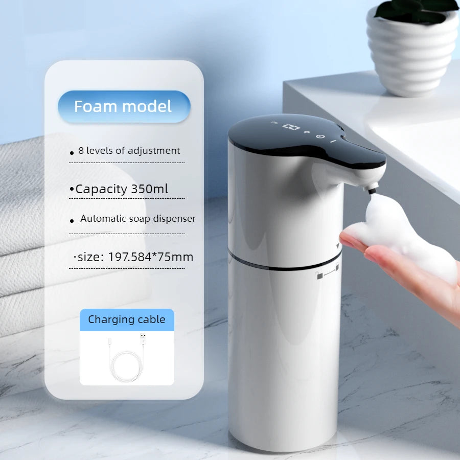 Automatic Sensing Soap Dispenser – 350ml Touch-Free Foaming Pump, Dual-Use Desktop or Wall-Mount for Kitchen & Bathroom