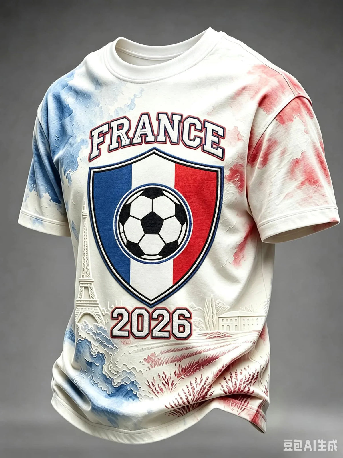 New Men's 3D Printed T-shirt Short-sleeved French Football Jersey for Summer Casual Wear