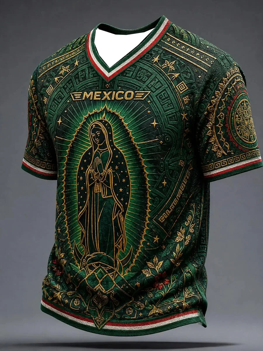 2026 New Men's Mexico 3D Printed Football Jersey Family Matching T-shirt Suitable for Daily and Training Wear Quick Drying