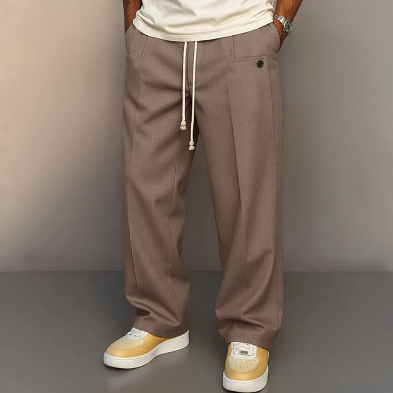 2026 Mens Cargo Joggers Multi Pocket Straight Baggy Pants Drawstring Ankle Trousers Khaki Yellow Plus Size 3XL Streetwear Hiking