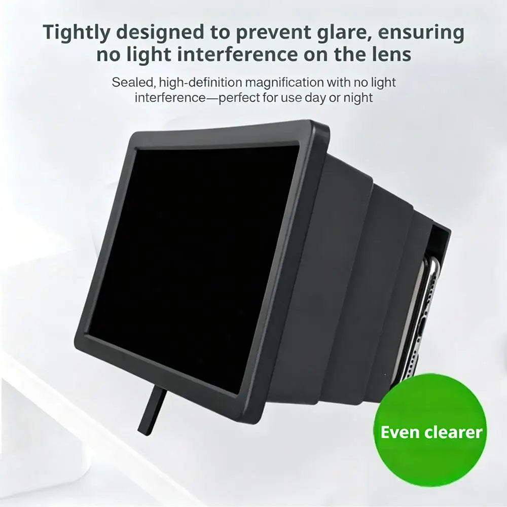 Telescopic Phone Screen Magnifier 3-4X Enlarged HD Mobile Screen Projector Anti-Glare Portable Cell Phone Video Amplifier Stand