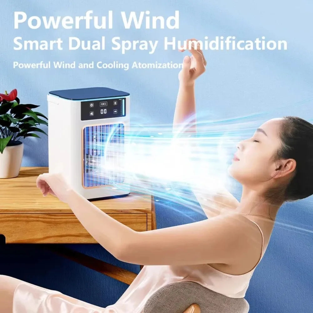 Portable Air Cooler Desktop Cooling Fan Large Water Tank Humidifier Mist Cooling USB Personal Cooler for Bedroom Office RV