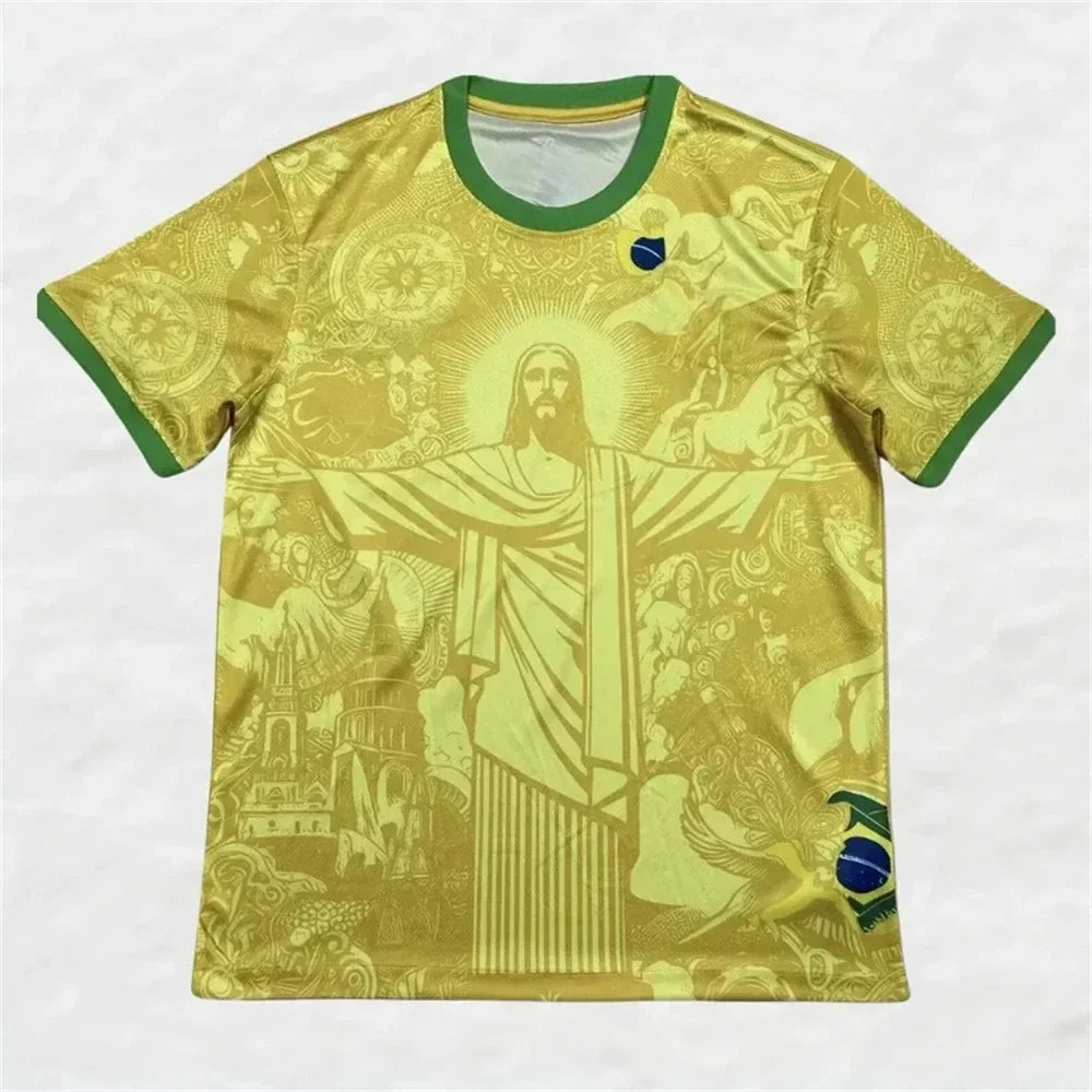 Brazilian Summer 3D Football Jersey Outdoor Sports Men's T-shirt Suitable for Casual Street Wear and Daily Wear for Men