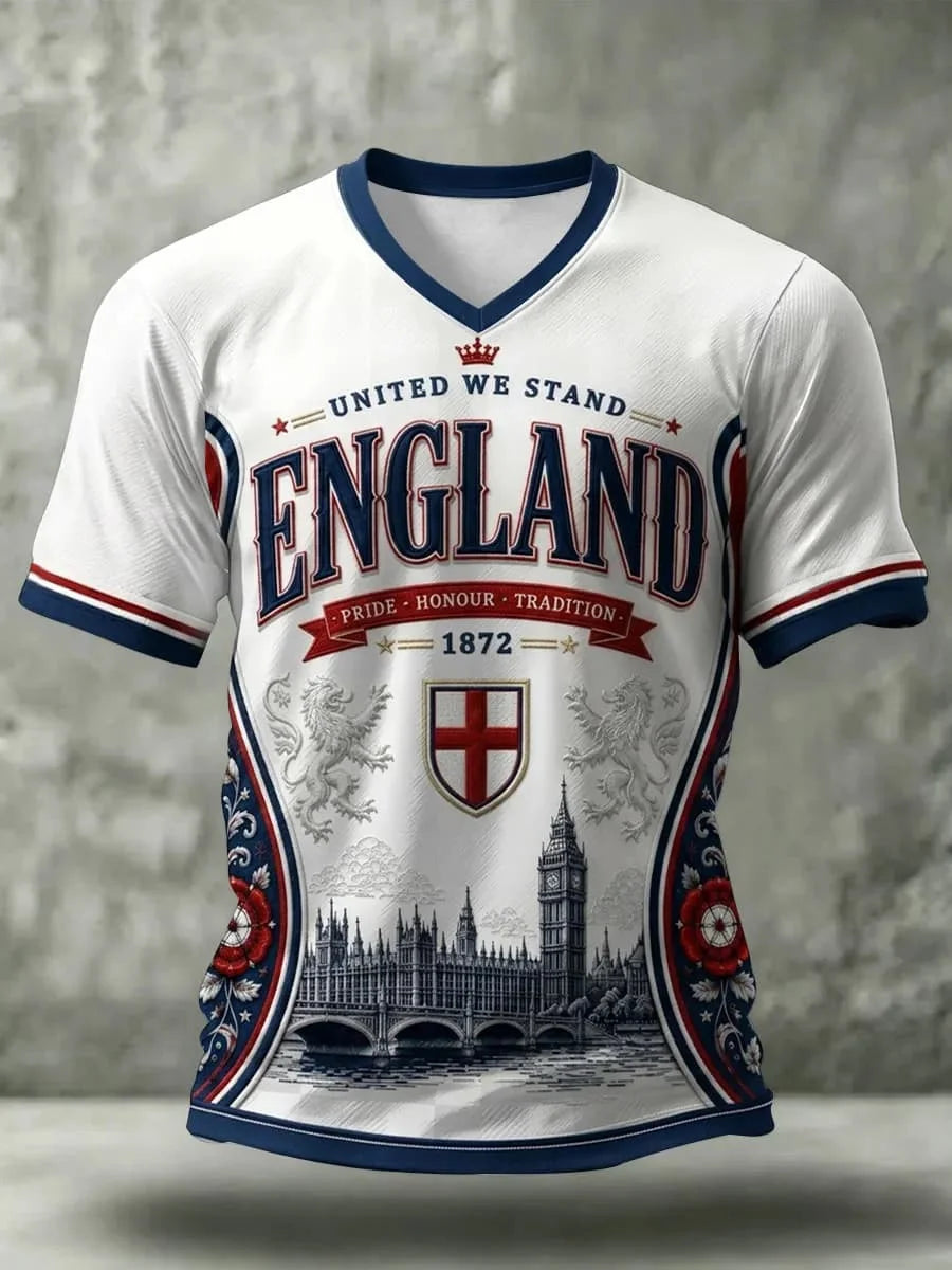 2026 New Men England Football Jersey Crew Neck Short Sleeve Navy Striped Collar Cuff National Fan Sports T-shirt