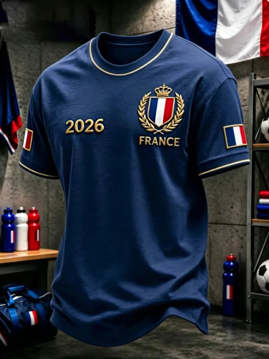 France Style Football Jersey T Shirt Men Women 3D Print Pattern Top Short Sleeve Quick Dry Breathable Casual Outdoor Summer Wear