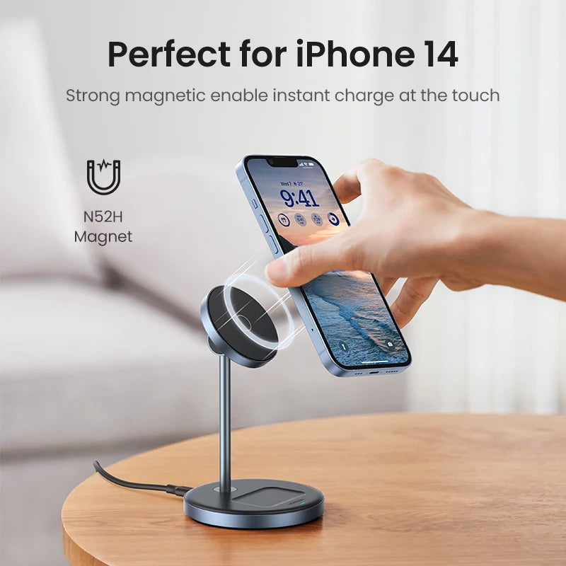 UGREEN Qi2 Magnetic Wireless Charging Stand 20W Max Power 2-in-1 Charging Stand For iPhone 16 Pro Max/AirPods Fast Charger