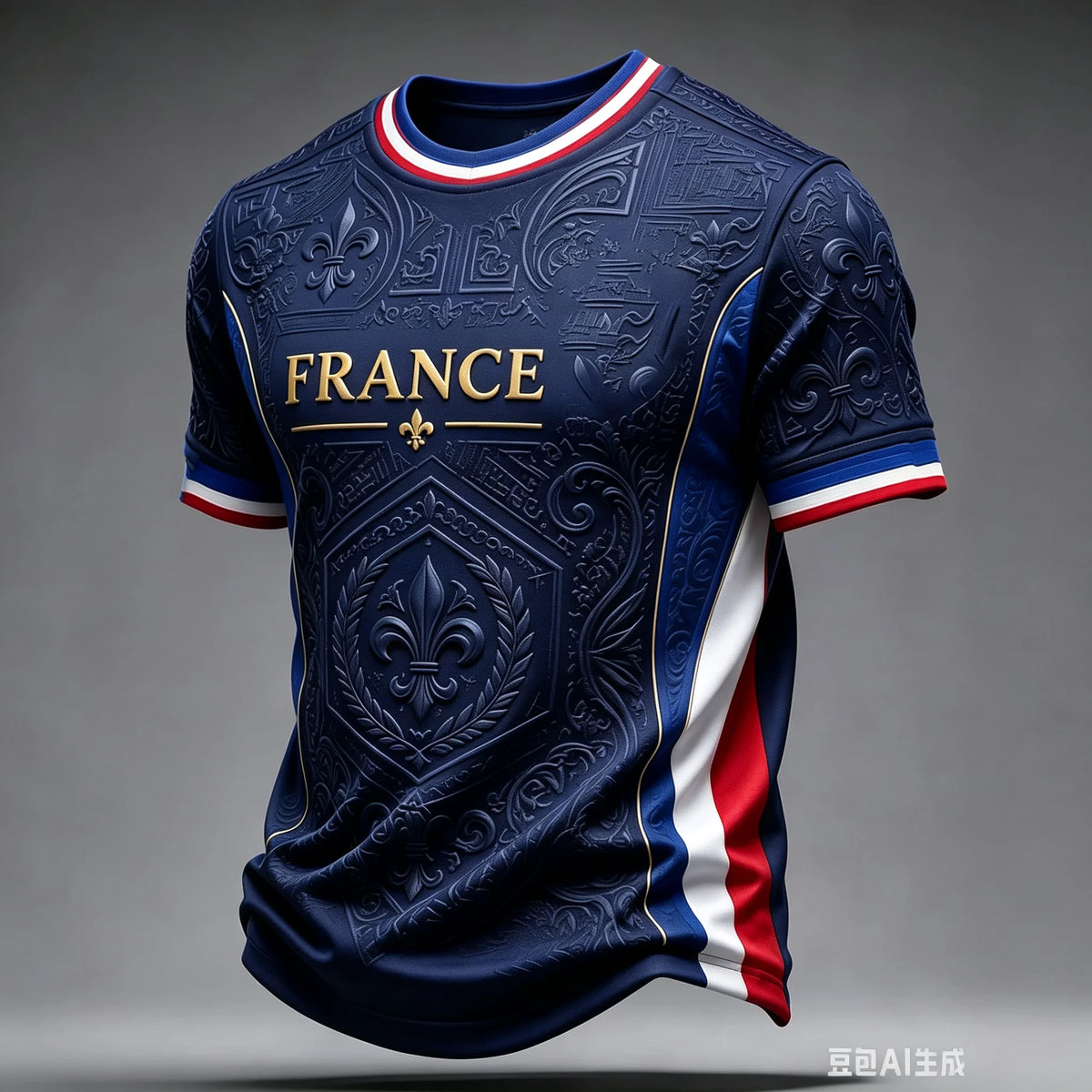 New Men's 3D Printed T-shirt Short-sleeved French Football Jersey for Summer Casual Wear