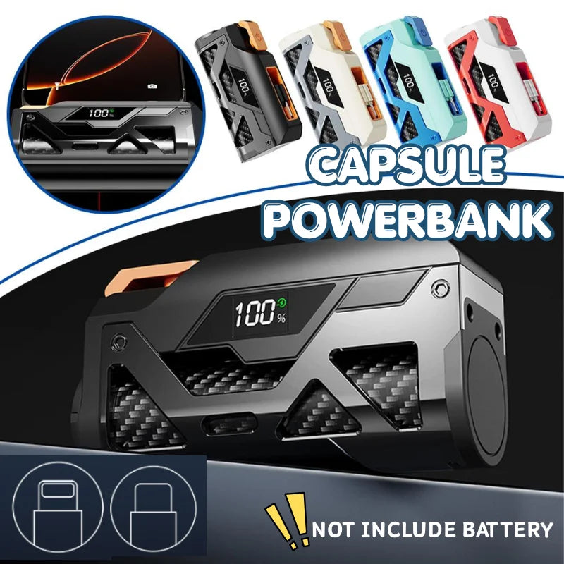 Capsule Power Bank Case 5000mAh Dual Plug Power Bank Portable Digital Display Fast Charging Powerbank Shell Without Battery