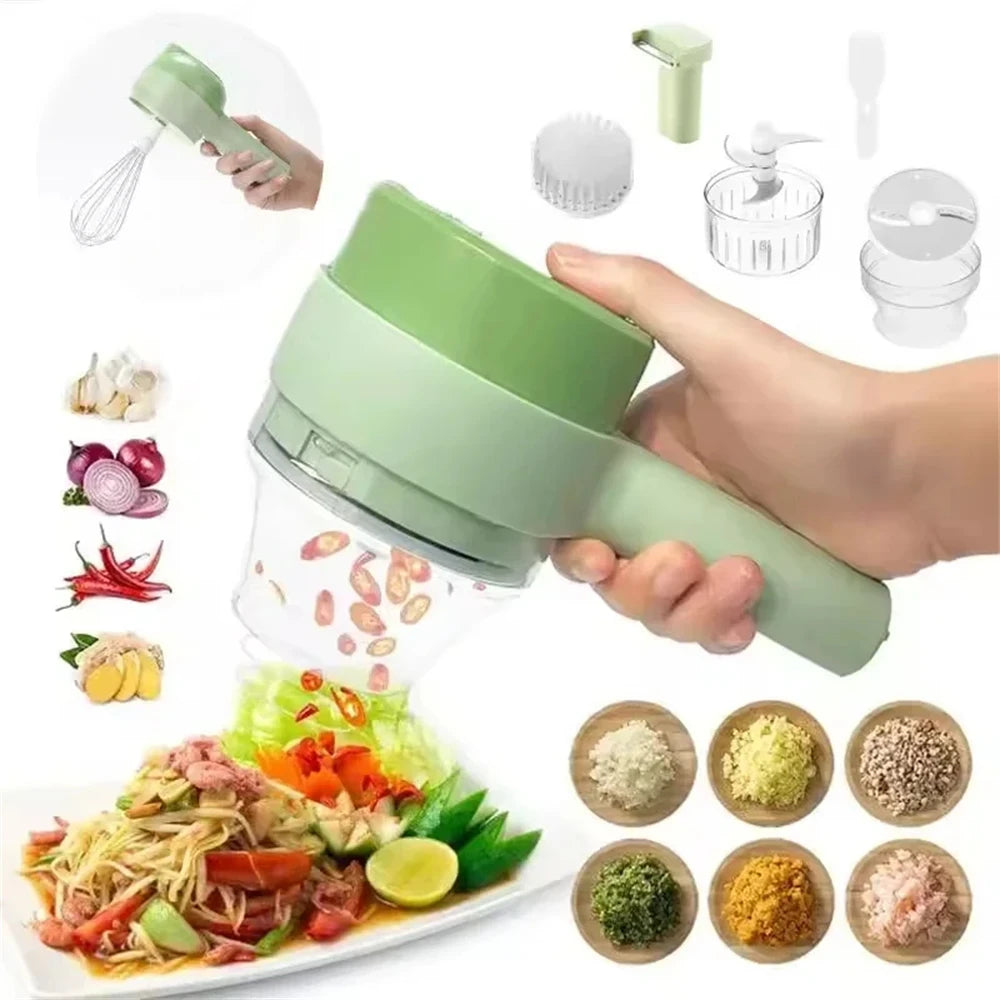 Multi-function Vegetable Processing Machine 4 in 1 Electric Food Processor Vegetable Cutter Garlic Masher Wireless Grinder Tools
