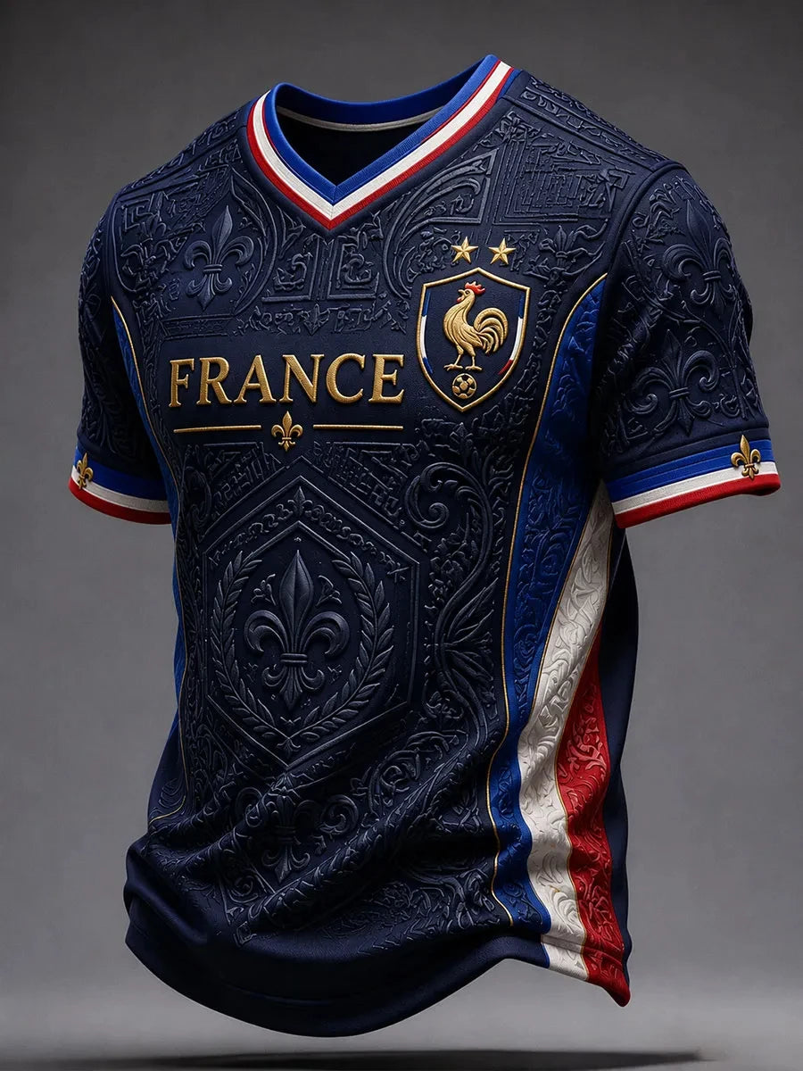 France Style Football Jersey T Shirt Men Women 3D Print Pattern Top Short Sleeve Quick Dry Breathable Casual Outdoor Summer Wear
