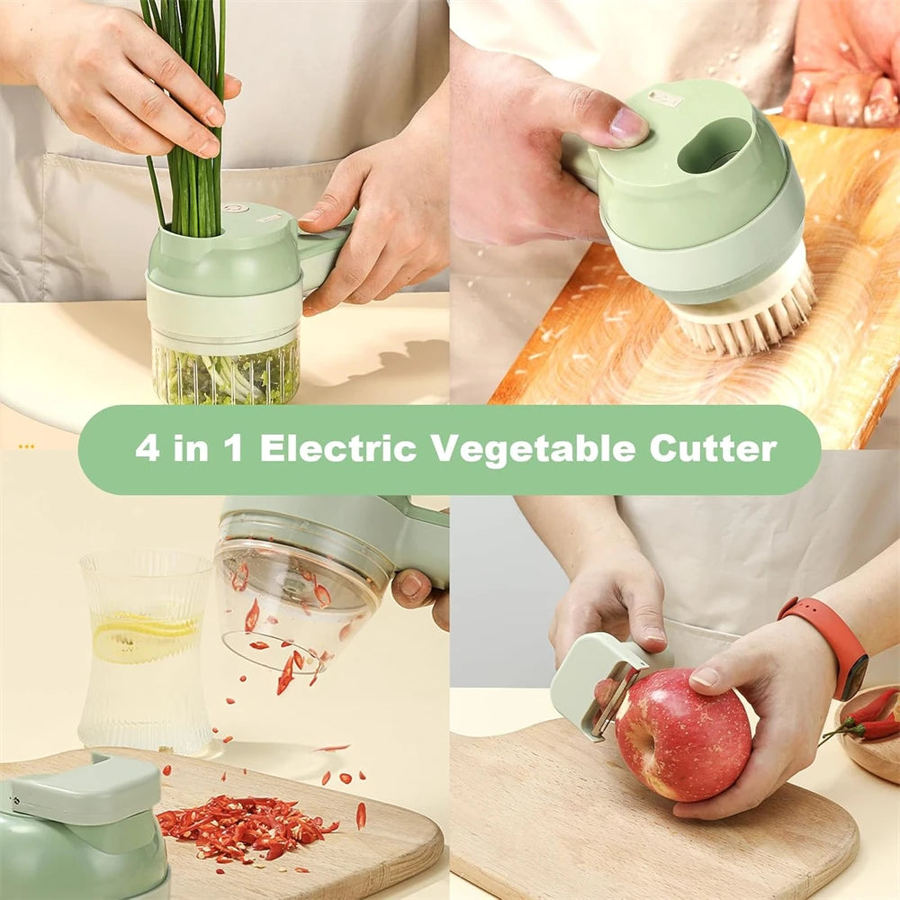Multi-function Vegetable Processing Machine 4 in 1 Electric Food Processor Vegetable Cutter Garlic Masher Wireless Grinder Tools