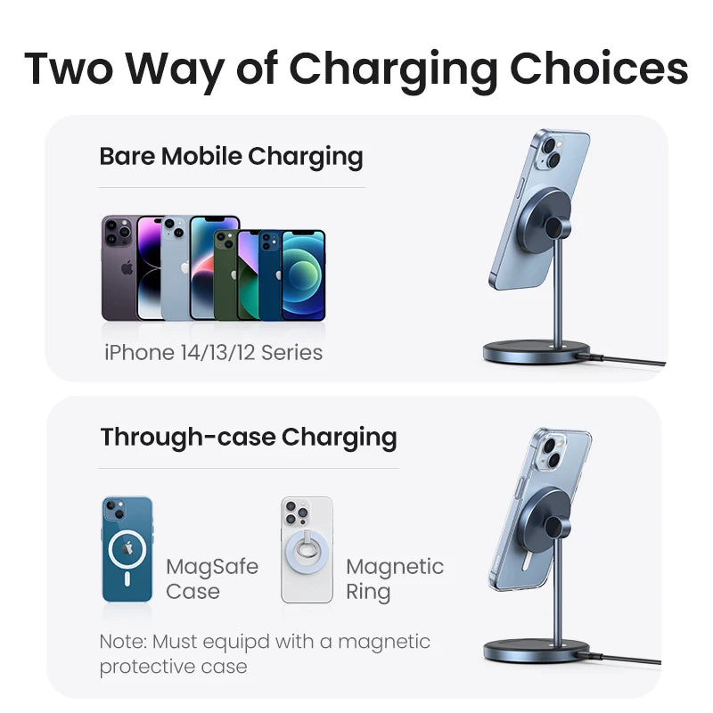 UGREEN Qi2 Magnetic Wireless Charging Stand 20W Max Power 2-in-1 Charging Stand For iPhone 16 Pro Max/AirPods Fast Charger