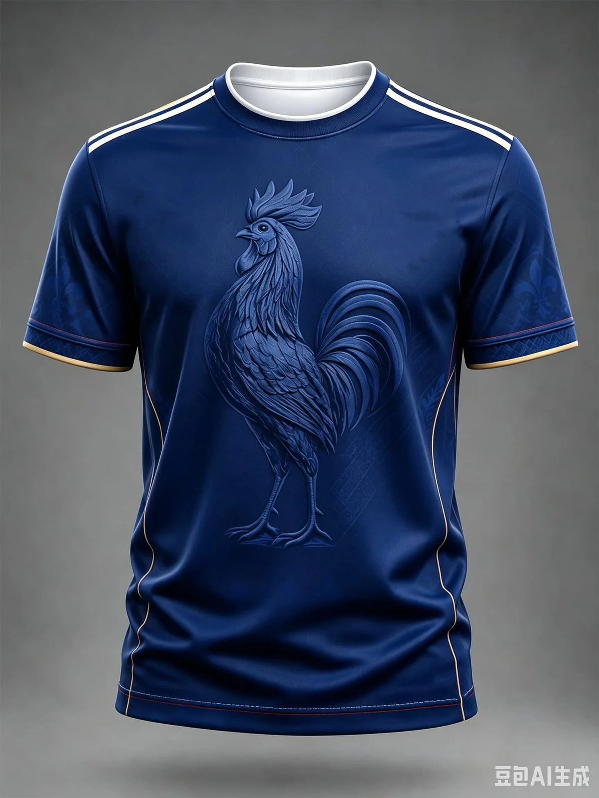 New Men's 3D Printed T-shirt Short-sleeved French Football Jersey for Summer Casual Wear