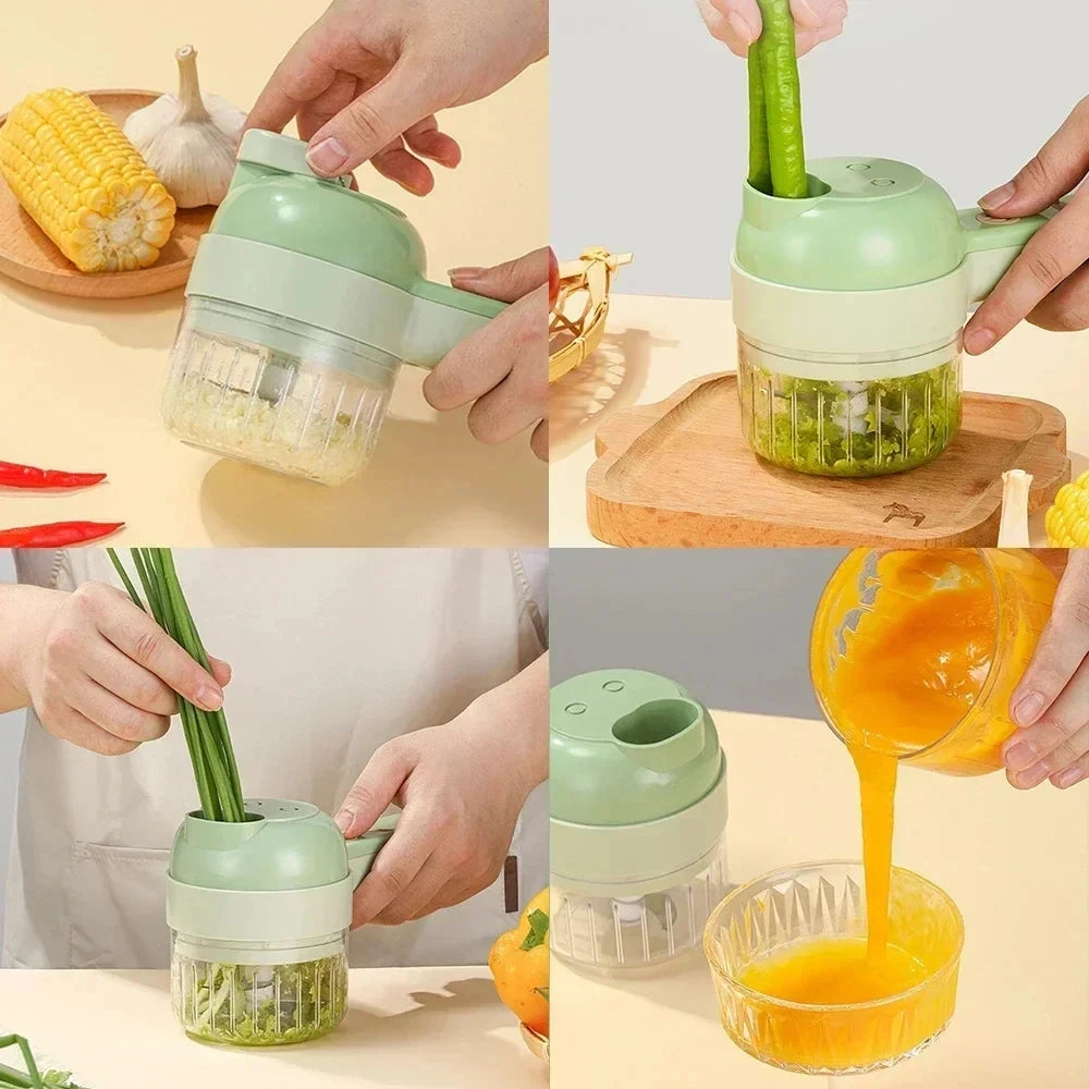 Multi-function Vegetable Processing Machine 4 in 1 Electric Food Processor Vegetable Cutter Garlic Masher Wireless Grinder Tools