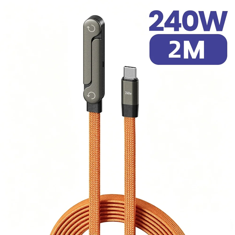 2-in-1 240w Built In Phone Stand Charging Cable USB C To USB C Quick Charge Data Wire For iPhone 17 Foldable Bracket Type C Cord