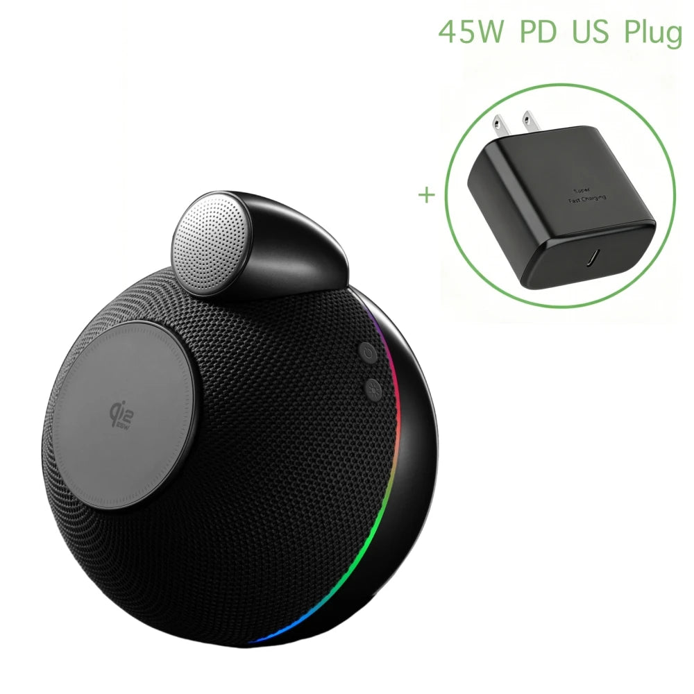 Qi2 3 in 1 Wireless Charger with Ambient Light Bluetooth Speaker Multifunction Fast Charging Station Magnetic Phone Dock